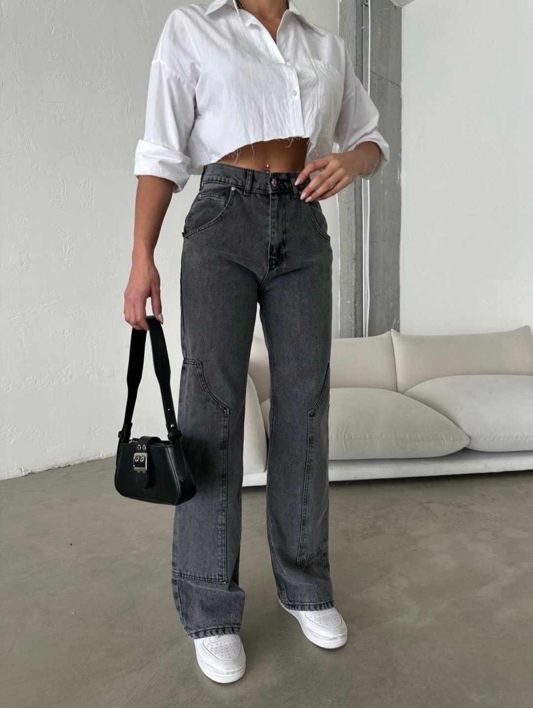 Дънки в сив графит