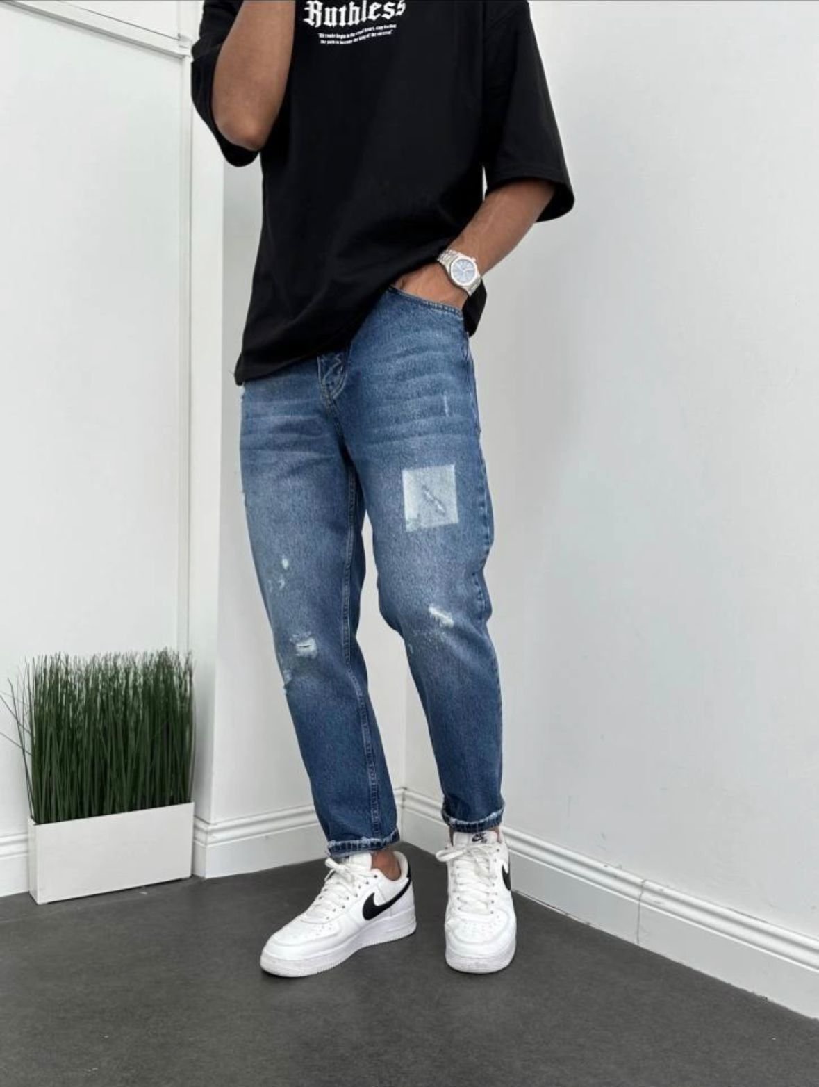 Boyfriend надраскани сини дънки 150