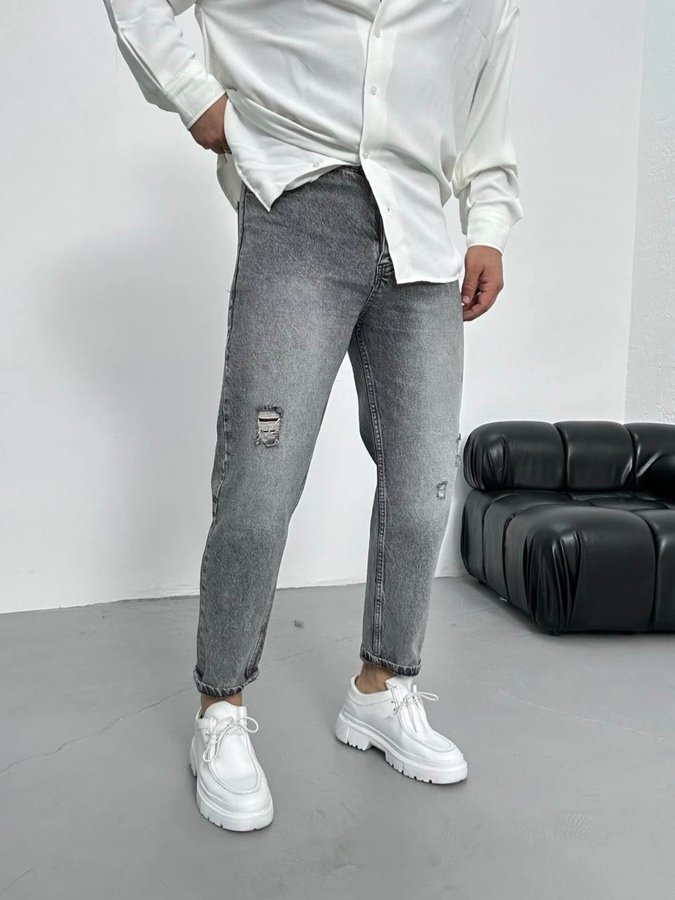 Boyfriend сиви накъсани дънки 600