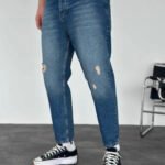 Тъмно сини накъсани дънки Boyfriend 376/416/552