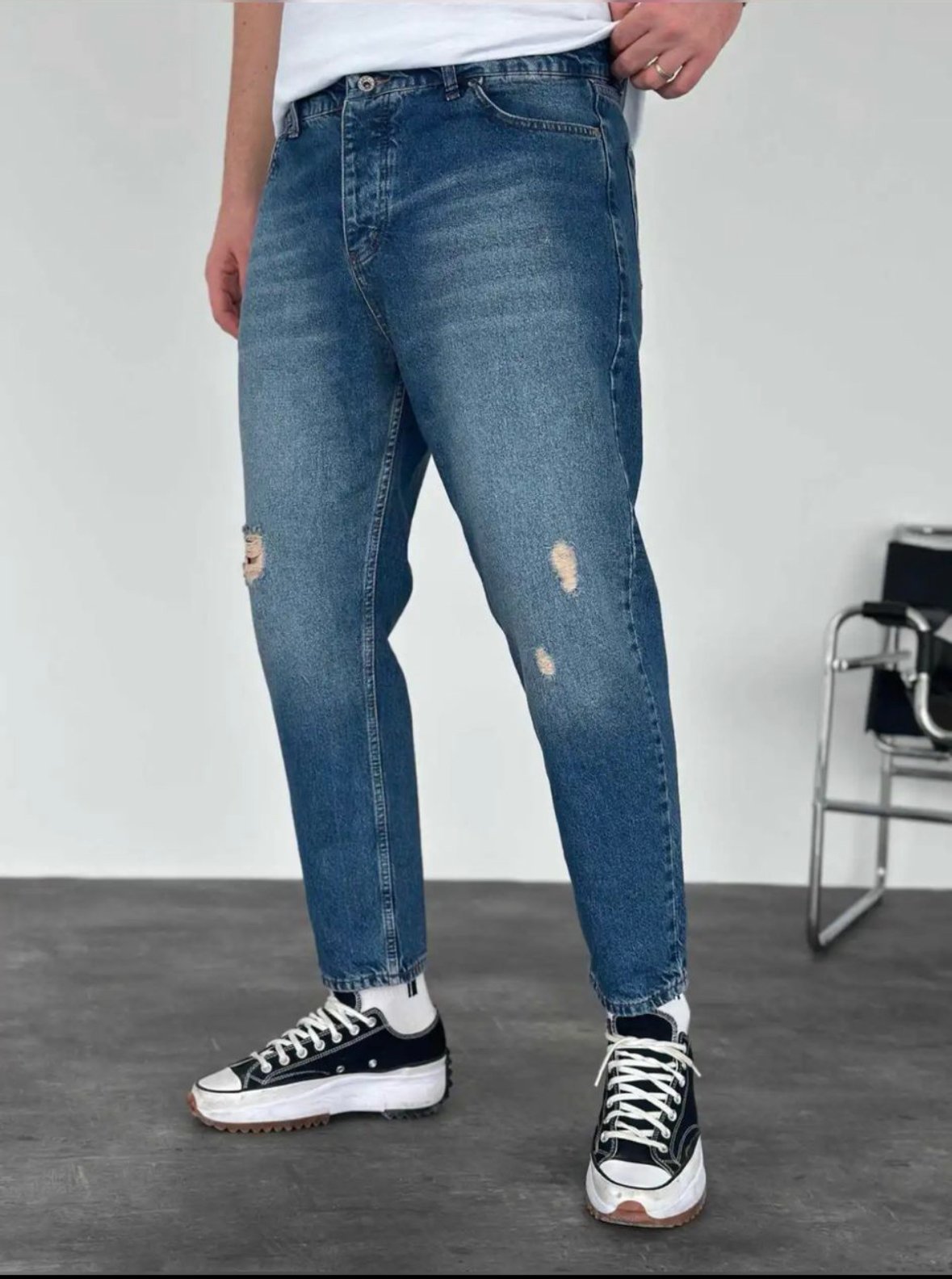 Тъмно сини накъсани дънки Boyfriend 376/416/552